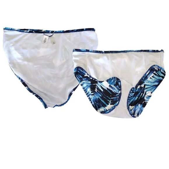 Mynah Blue Tropic Goddess Side Shirred High Rise Bikini Bottoms XL NWOT - Picture 10 of 13